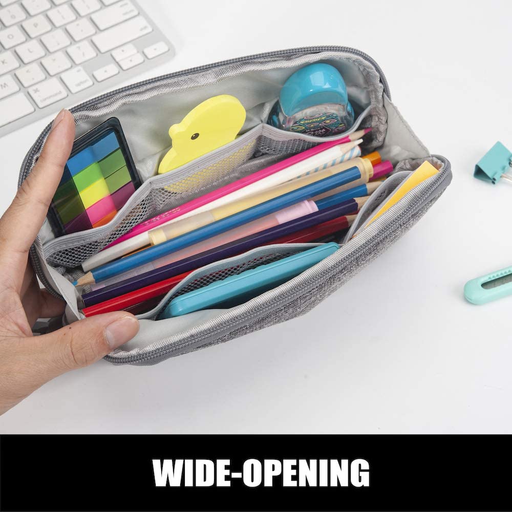 Sooez High Capacity Pencil Case Black, Durable Pencil Bag Stationery Pencil  Pouch with Zipper, Pen Case Portable Journaling Supplies with Easy Grip