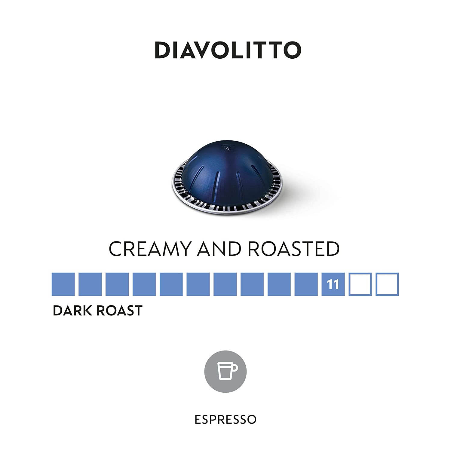 Nespresso Capsules VertuoLine - Diavolitto - Dark Roast Espresso Coffee - 10 Pack