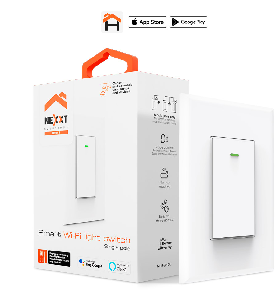 NEXXT Smart Wi-Fi Light Switch Single Pole