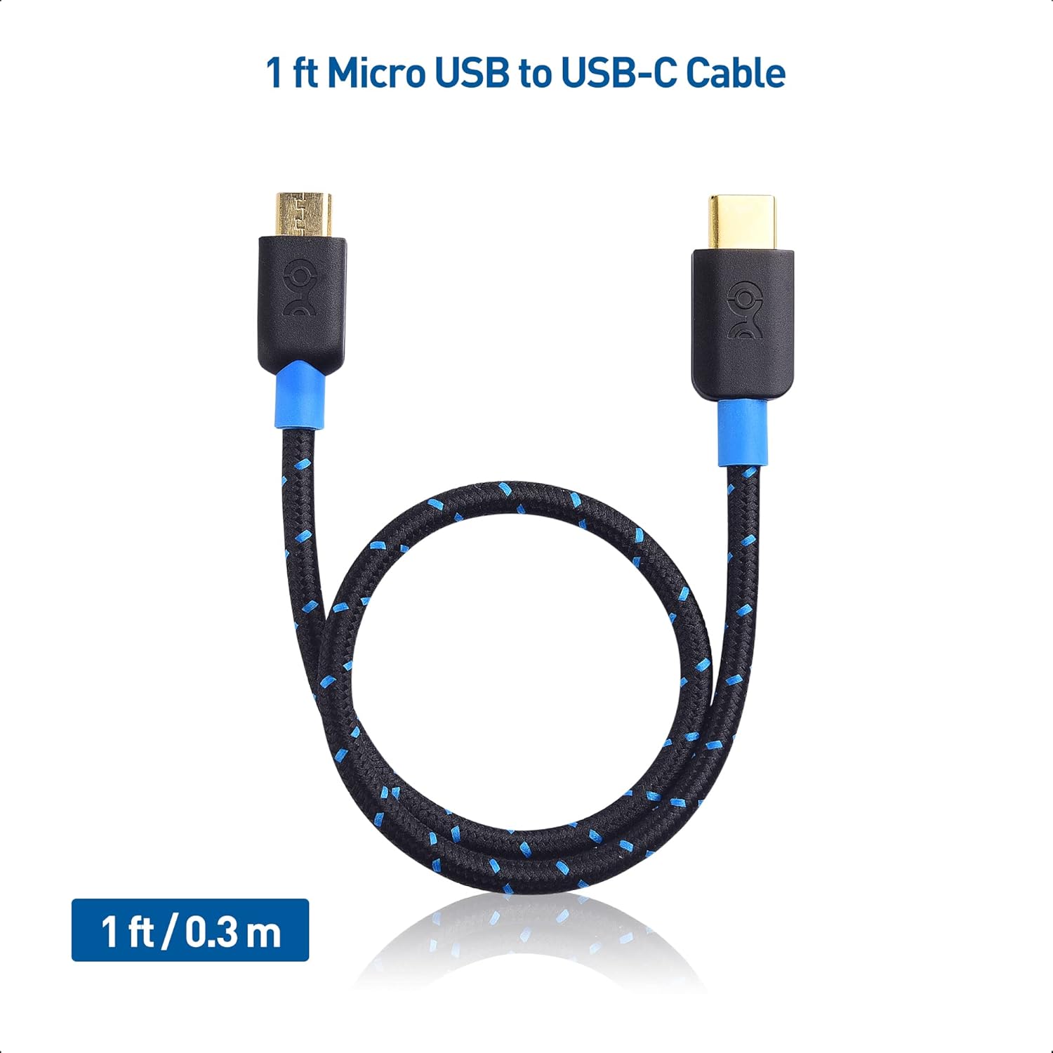 Cable Matters Braided Short USB C to Micro USB Cable - 1ft, Micro-USB ...