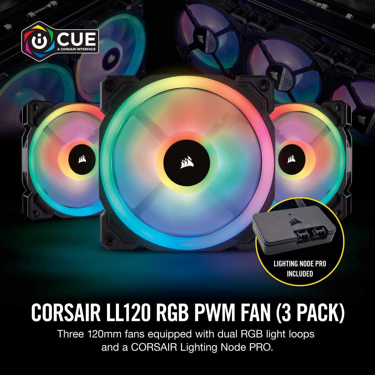 CORSAIR - LL Series 120mm Case Cooling Fan Kit with RGB lighting - 3PK