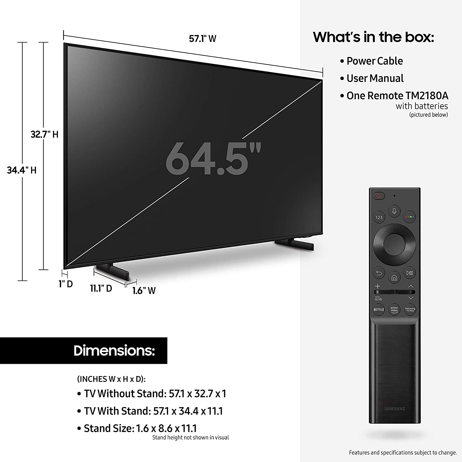 Samsung 65" AU8000 Class HDR 4K UHD Smart LED TV