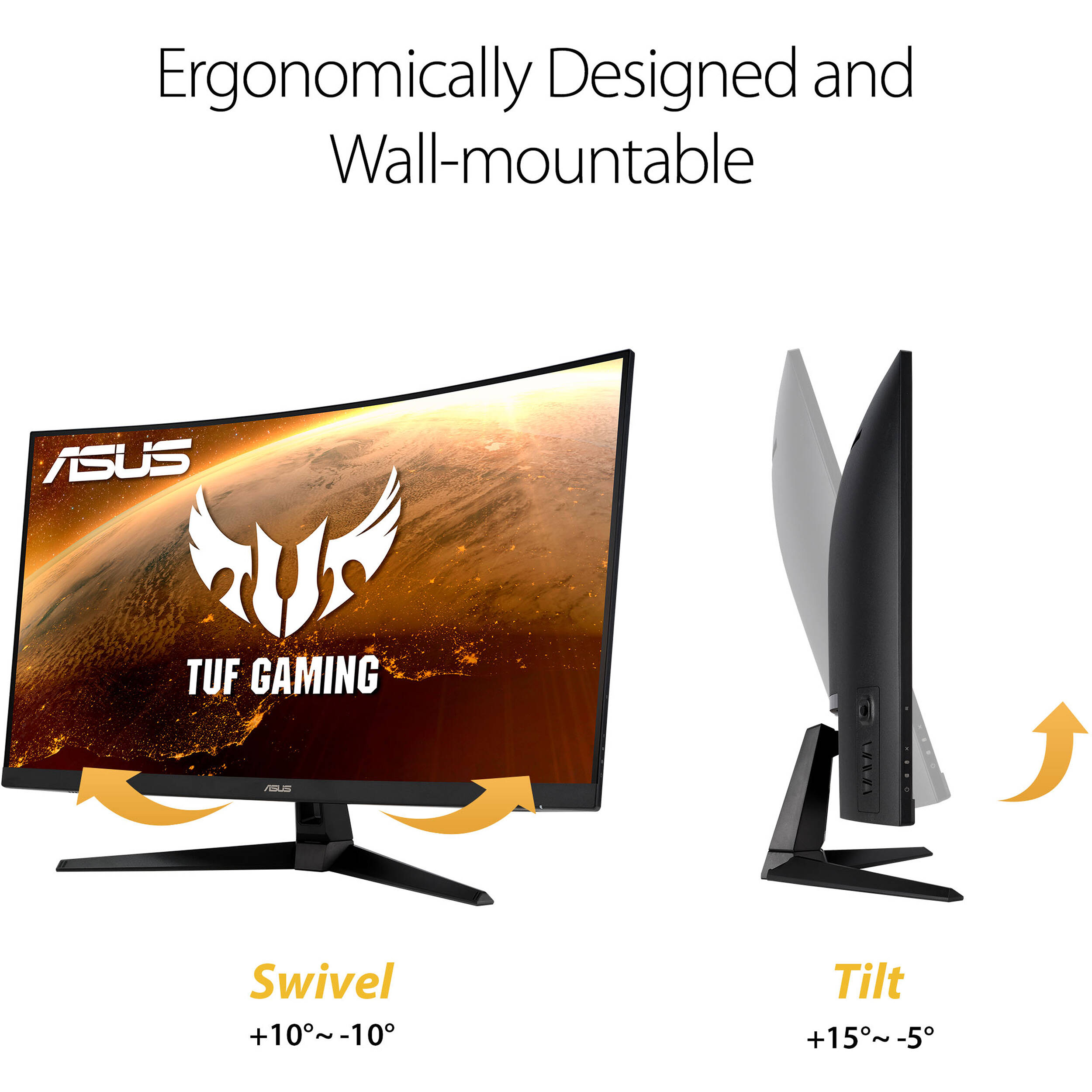 ASUS TUF Gaming 27” Curved FHD Gaming Monitor, 1080P Full HD, 165Hz  (Supports 144Hz), Extreme Low Motion Blur, Adaptive-sync, FreeSync Premium,  1ms, Eye Care, HDMI- VG27VH1B 
