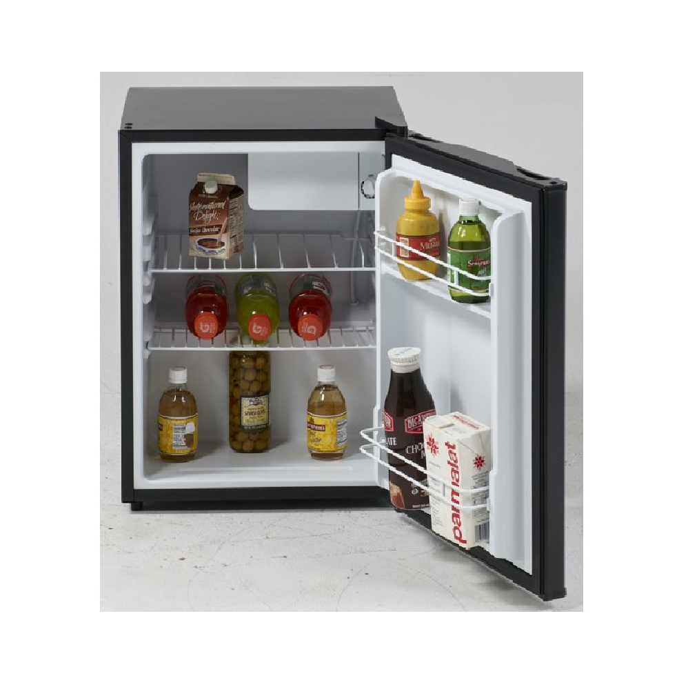 Avanti 24 Inch Compact Refrigerator with Chiller Compartment, Crisper Drawer, Can Bin, 5.2 cu. ft. Capacity, Adjustable Glass Shelf, 3 Door Bins, LED Lighting and ENERGY STAR - Black