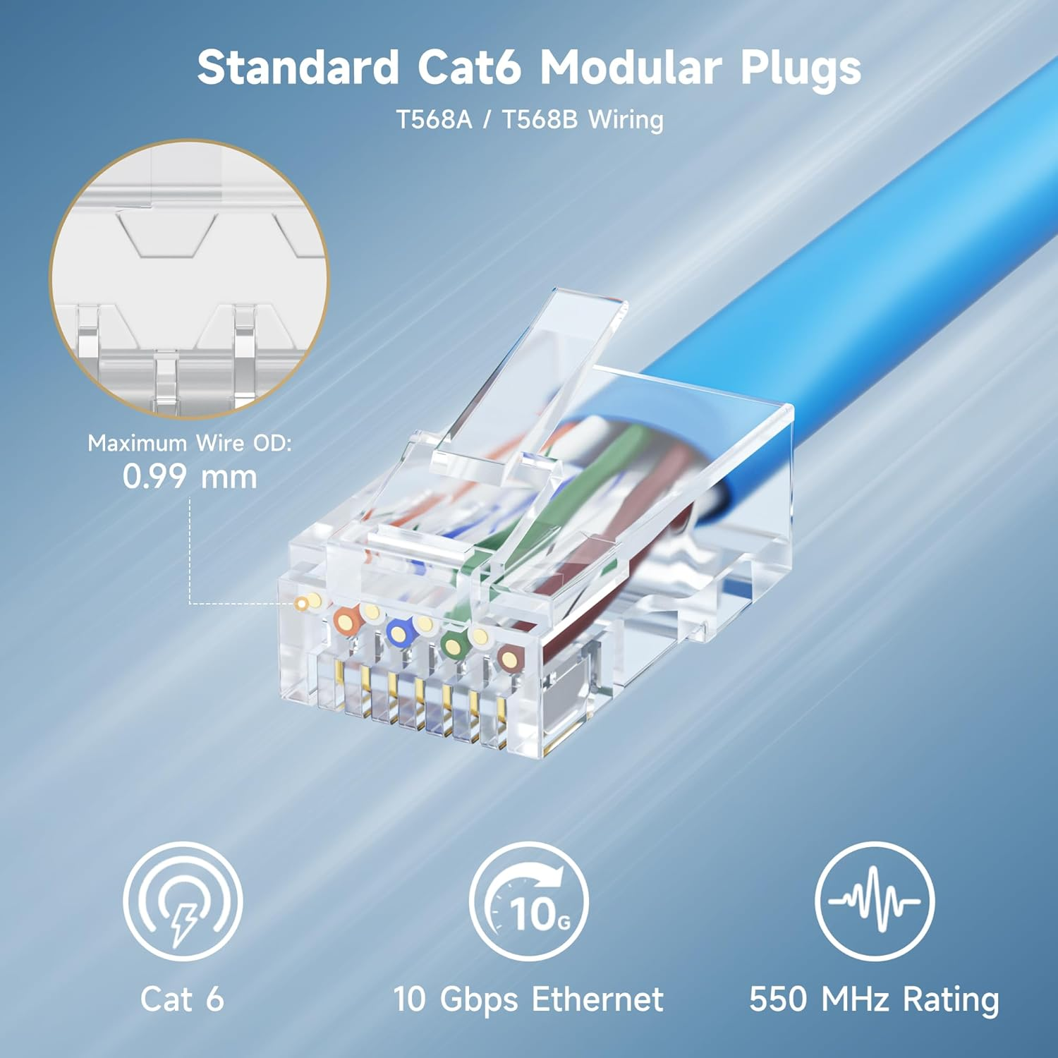 Plug Rj 45 Cable Matters CAT6 RJ45 Modular Plugs, 50µ Gold Plated (RJ45 Connector ...