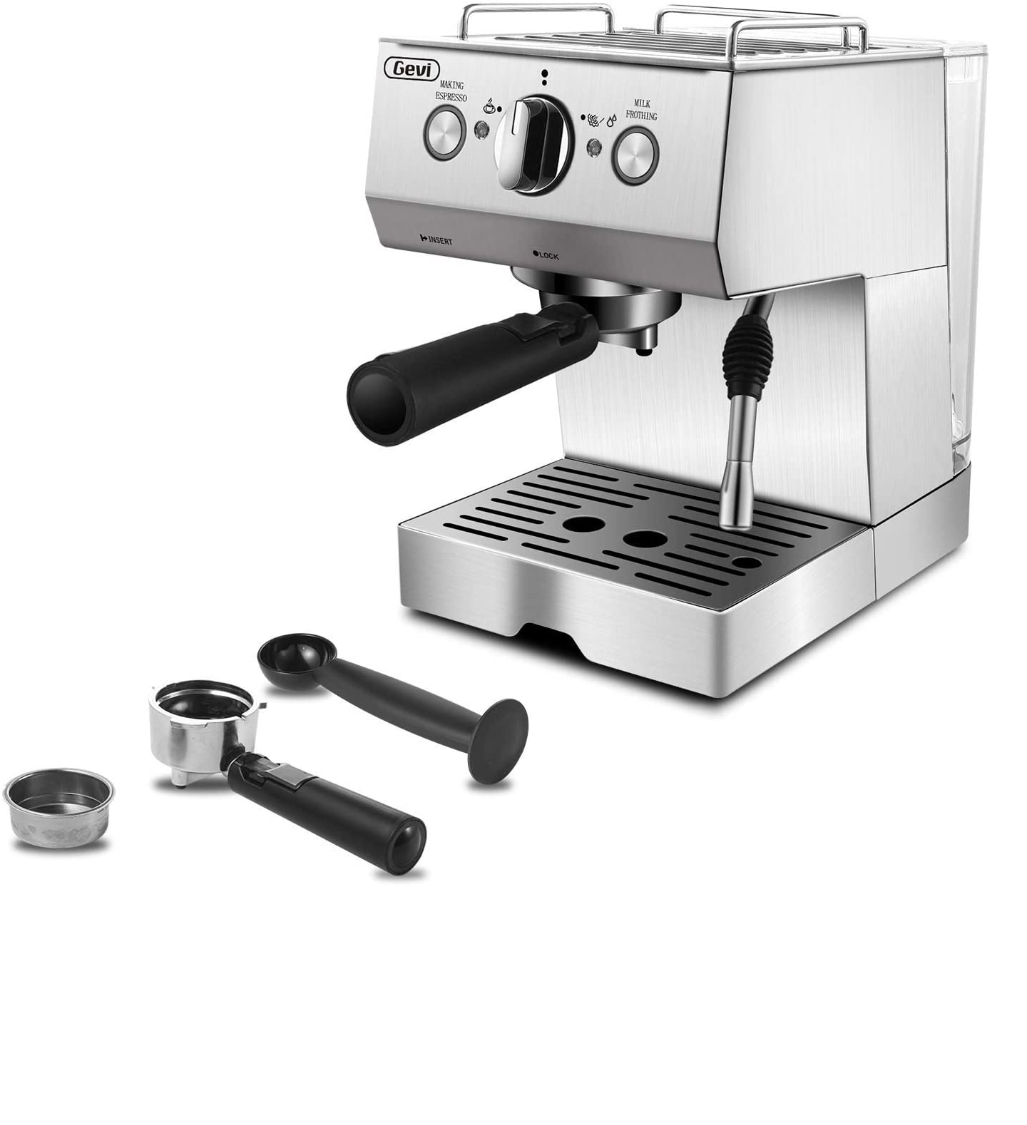 Gevi Espresso Machine 15 Bar Coffee Maker with Foaming Milk Frother Wand for Espresso, Cappuccino, Latte and Mocha, Steam Espresso Maker for Home Barista
