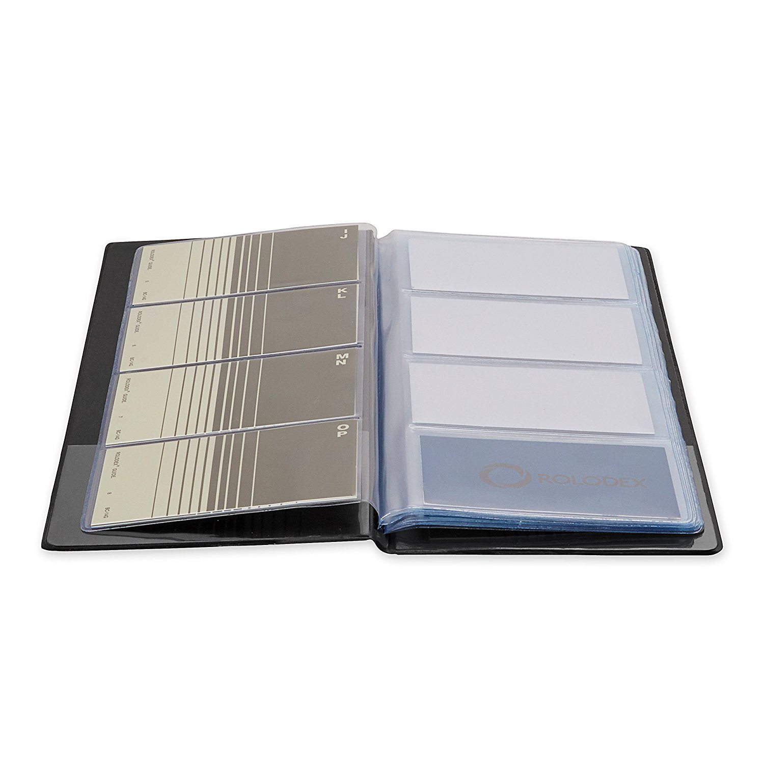 Rolodex Vinyl Business Card Book with A-Z Tabs, Holds 96 Cards of 2.25 x 4  Inches, Black (67467