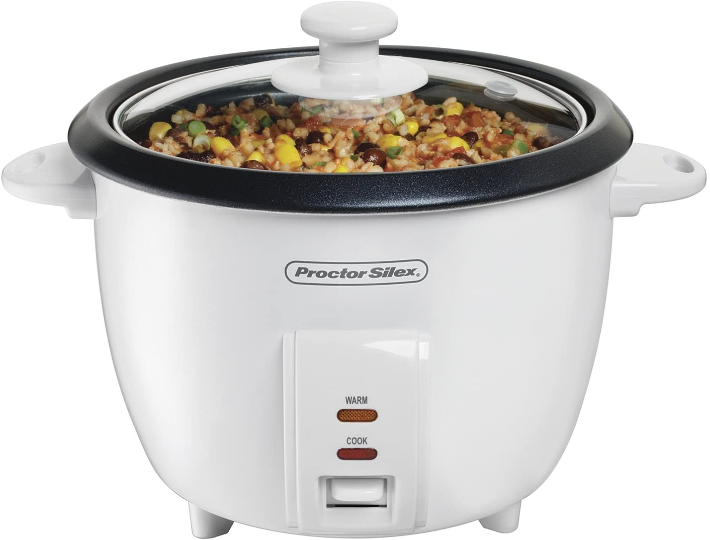 Proctor Silex Rice Cooker & Food Steamer, 10 Cups Cooked (5 Uncooked), White (37533NR) 