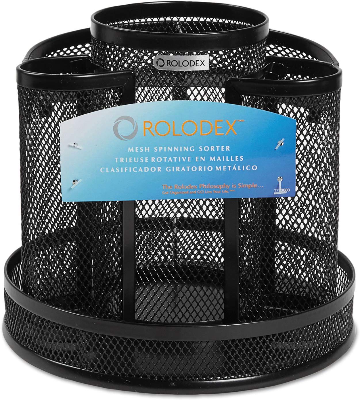 Rolodex Wire Mesh Spinning Desk Sorter, Black