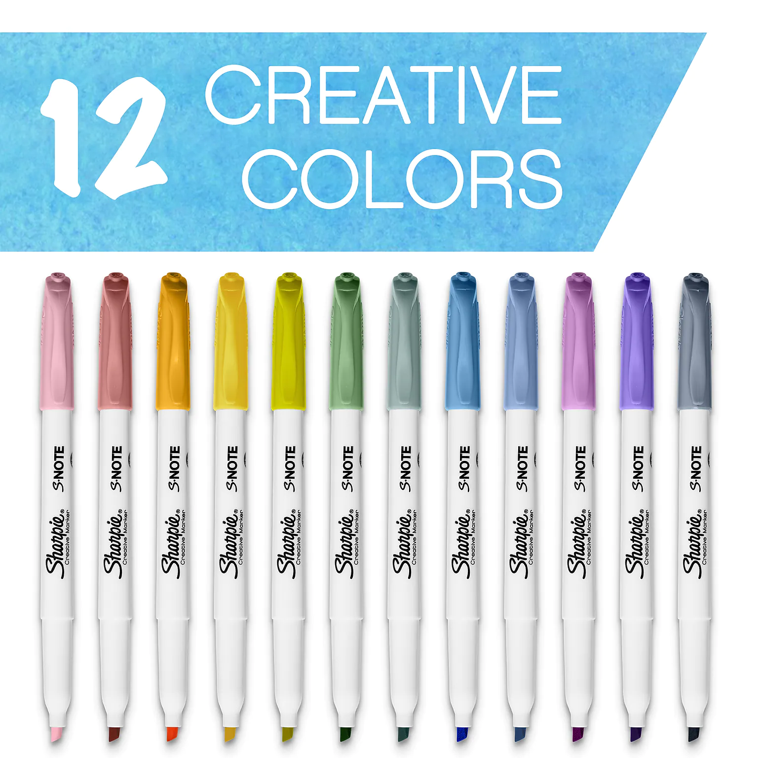Sharpie S-Note Creative Marker, Chisel Tip, Assorted, Dozen (2117329)