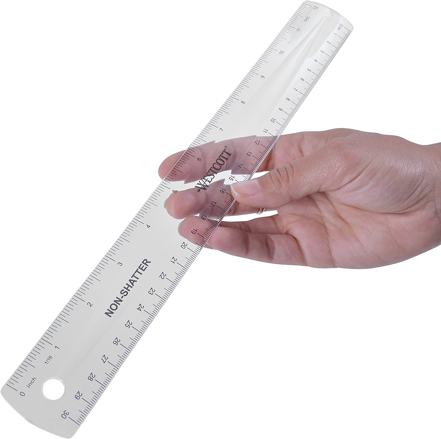 Westcott Finger Grip Ruler, 12-Inch