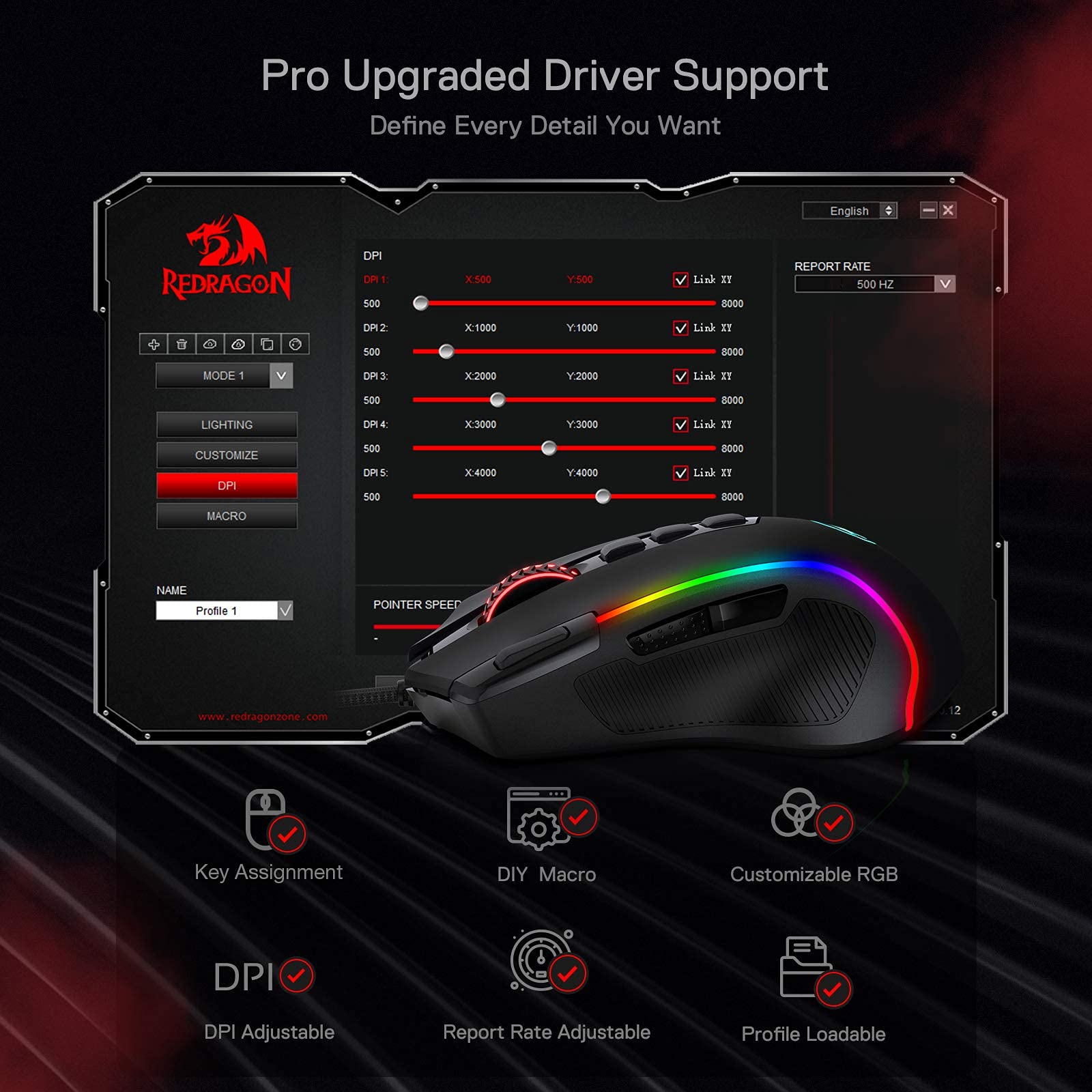 Redragon Predator M612 Wired Gaming Mouse Black