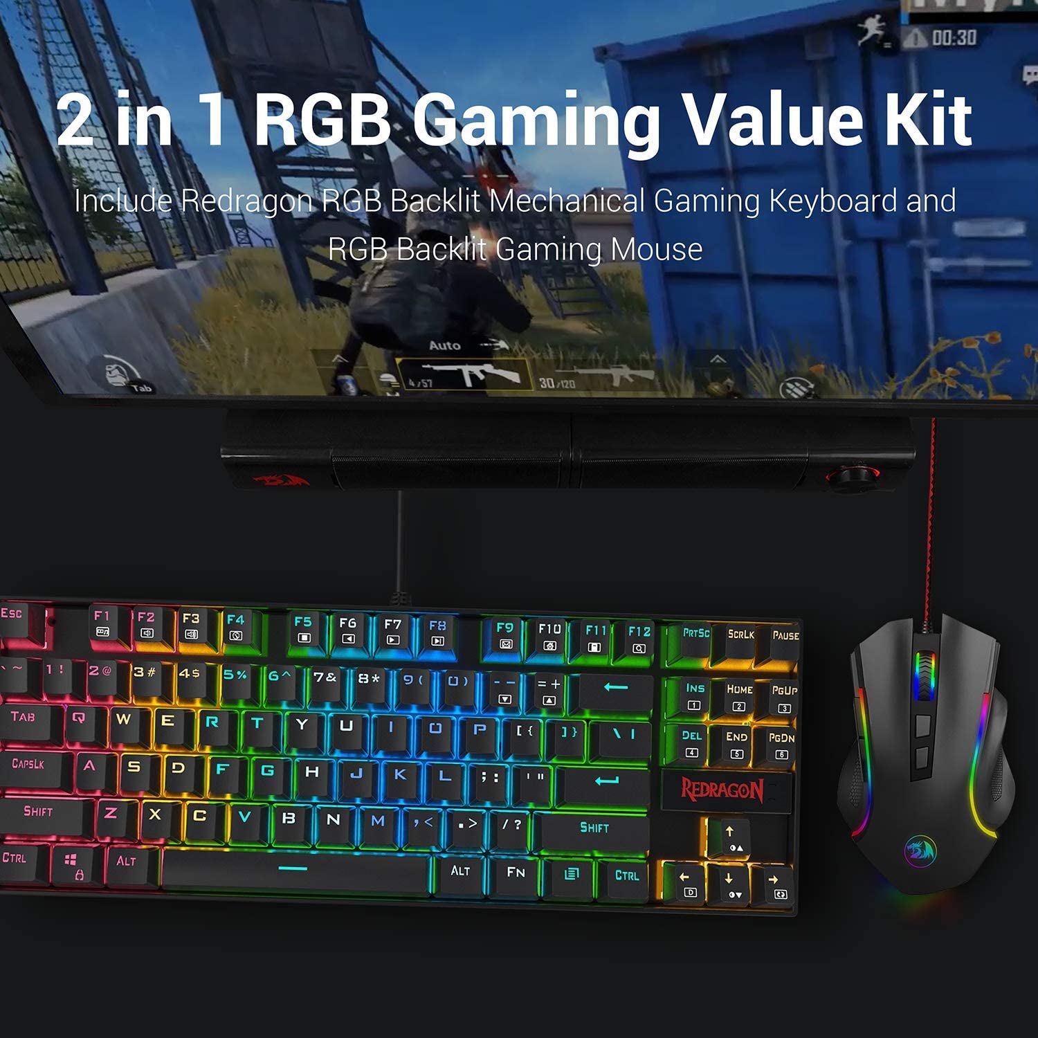 Redragon K552 RGB-BA Mechanical Gaming Keyboard & Mouse Combo - Wired