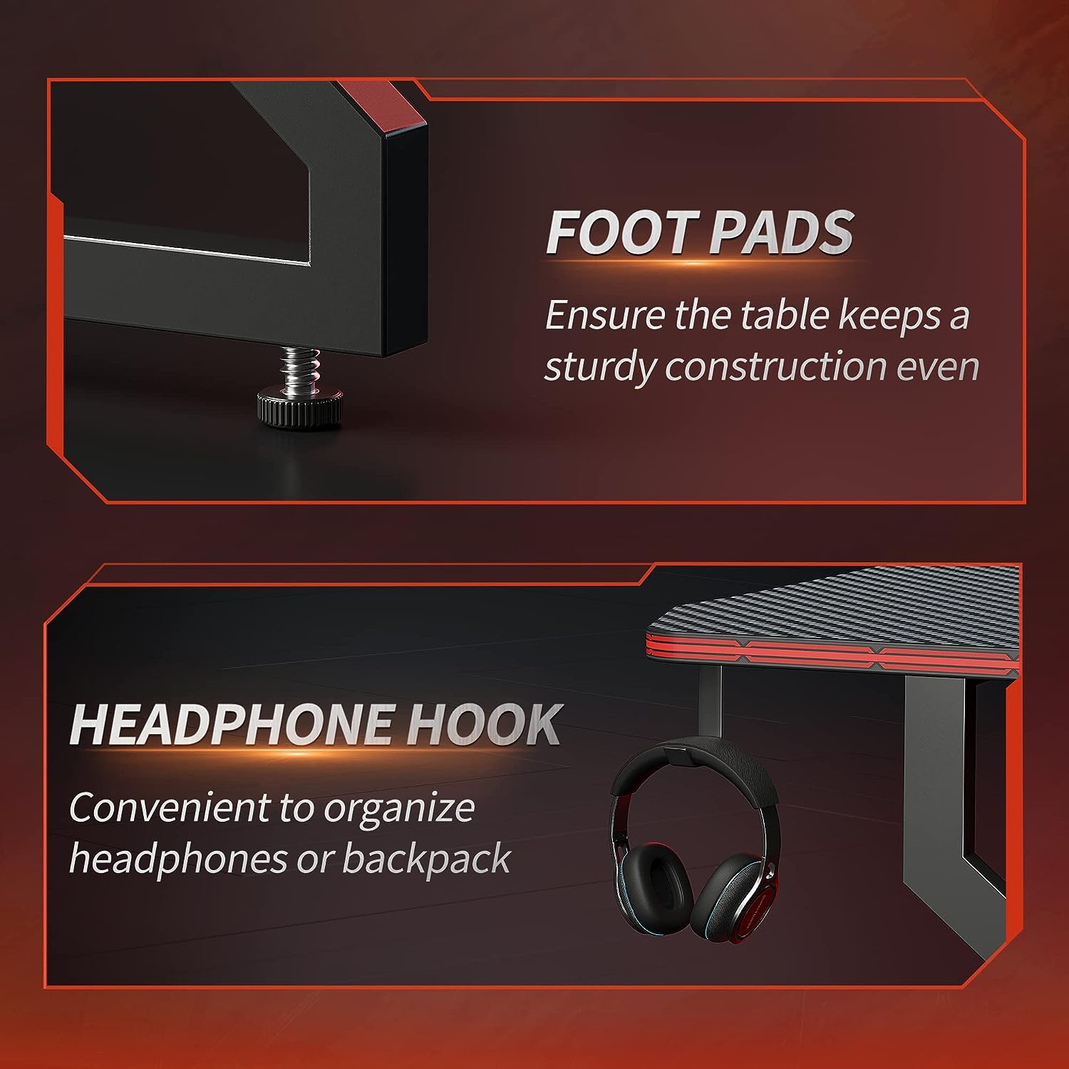 CubiCubi Gaming Desk Z Shaped 55 Inch Workstation - with Headphone Hook