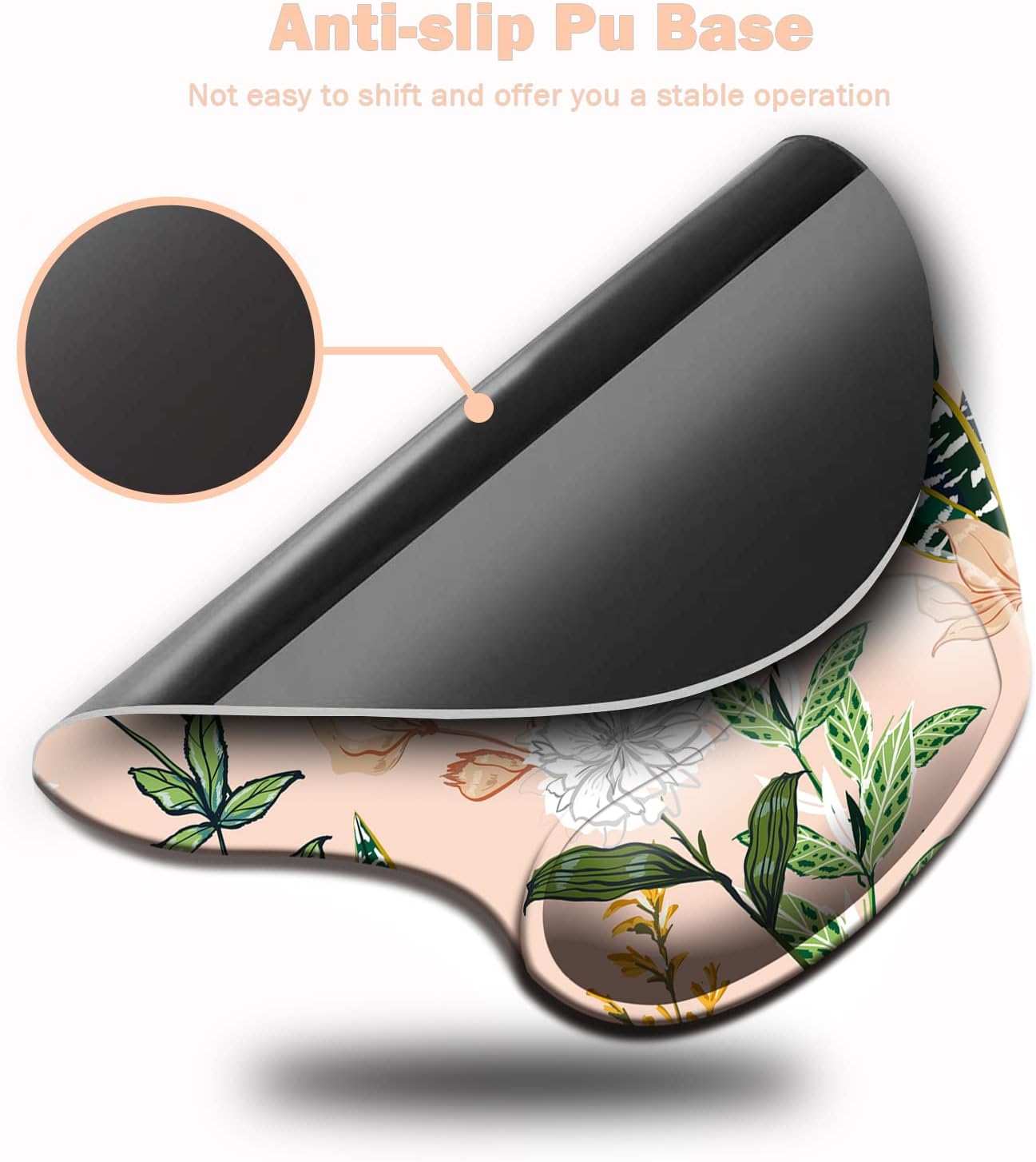Dooke Ergonomic Mouse Pad With Gel Wrist Support Pink Floral