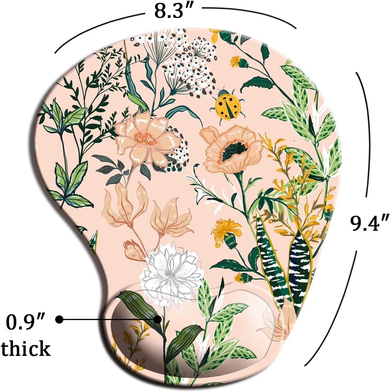 Dooke Ergonomic Mouse Pad With Gel Wrist Support Pink Floral