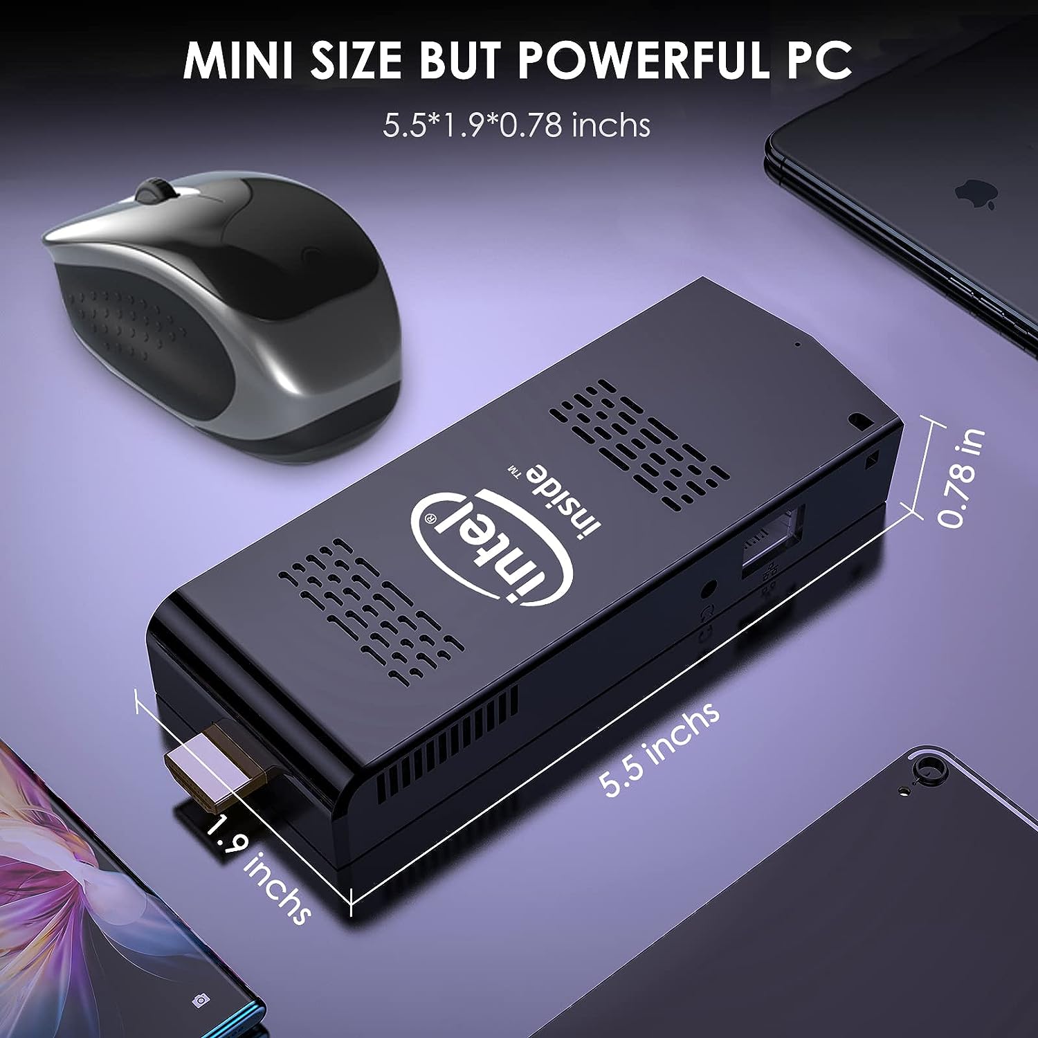 Mini PC Stick Portable Computer -  Intel Celeron N4020 (Up to 2.8GHz) 8GB 256GB SSD- Windows 11 Pro 