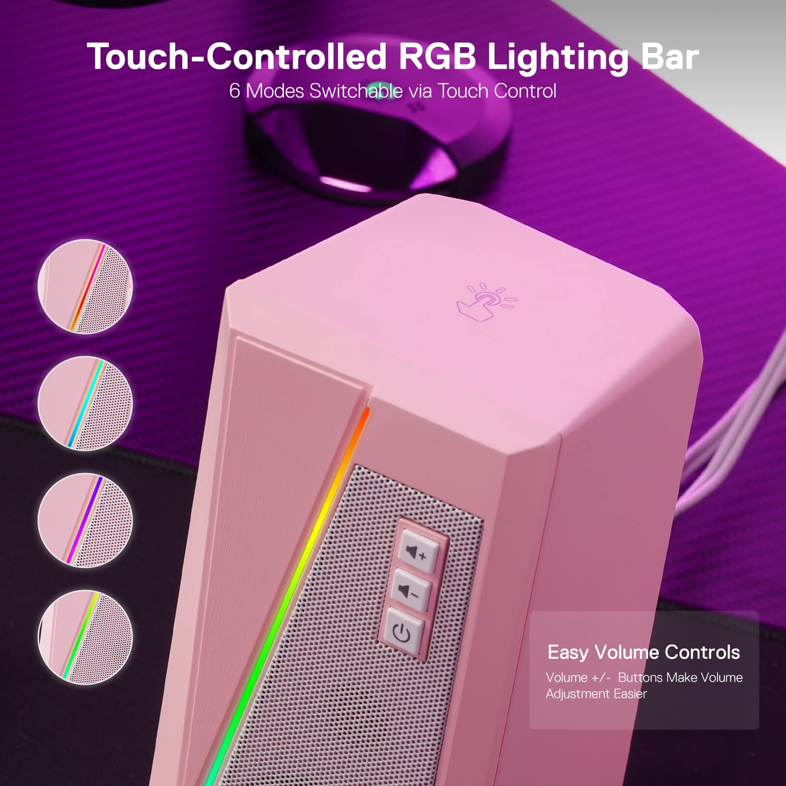 Redragon GS520 Wired 2.0 Desktop Speakers Pink RGB