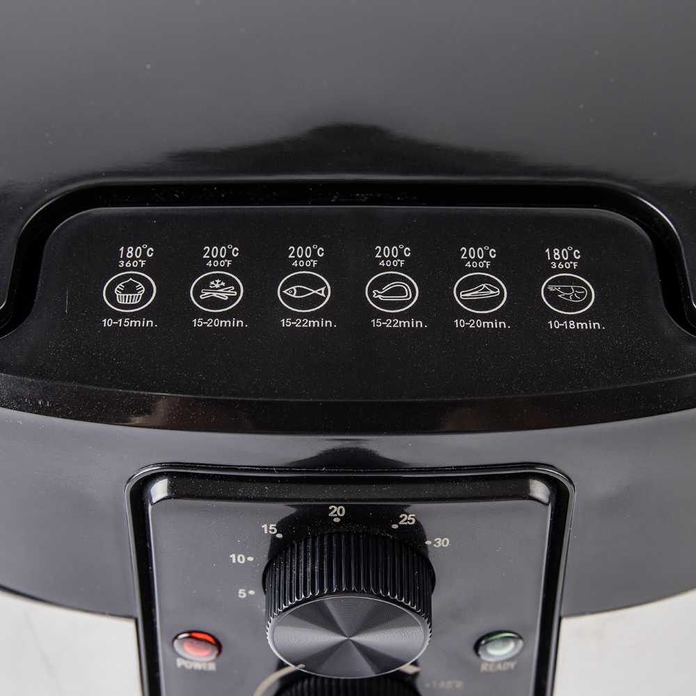 MyHome Electric 4Qt. Hot Air Fryer Large Capacity, 3 Liters of Food, Oil-Less Healthy Cooker, Temp/Timer Settings, Includes Recipes, Black