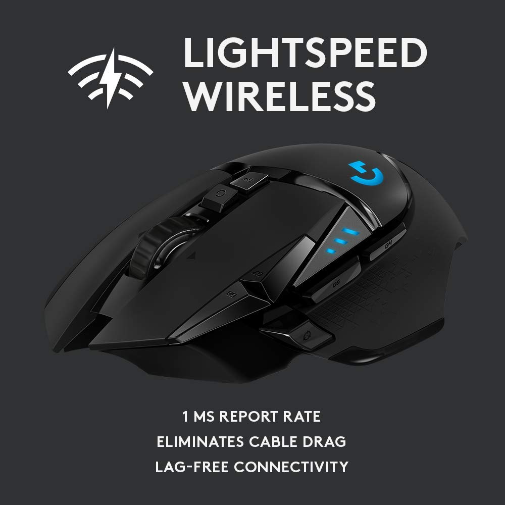 Logitech G502 Lightspeed Wireless Optical Gaming Mouse with RGB Lighting - Black