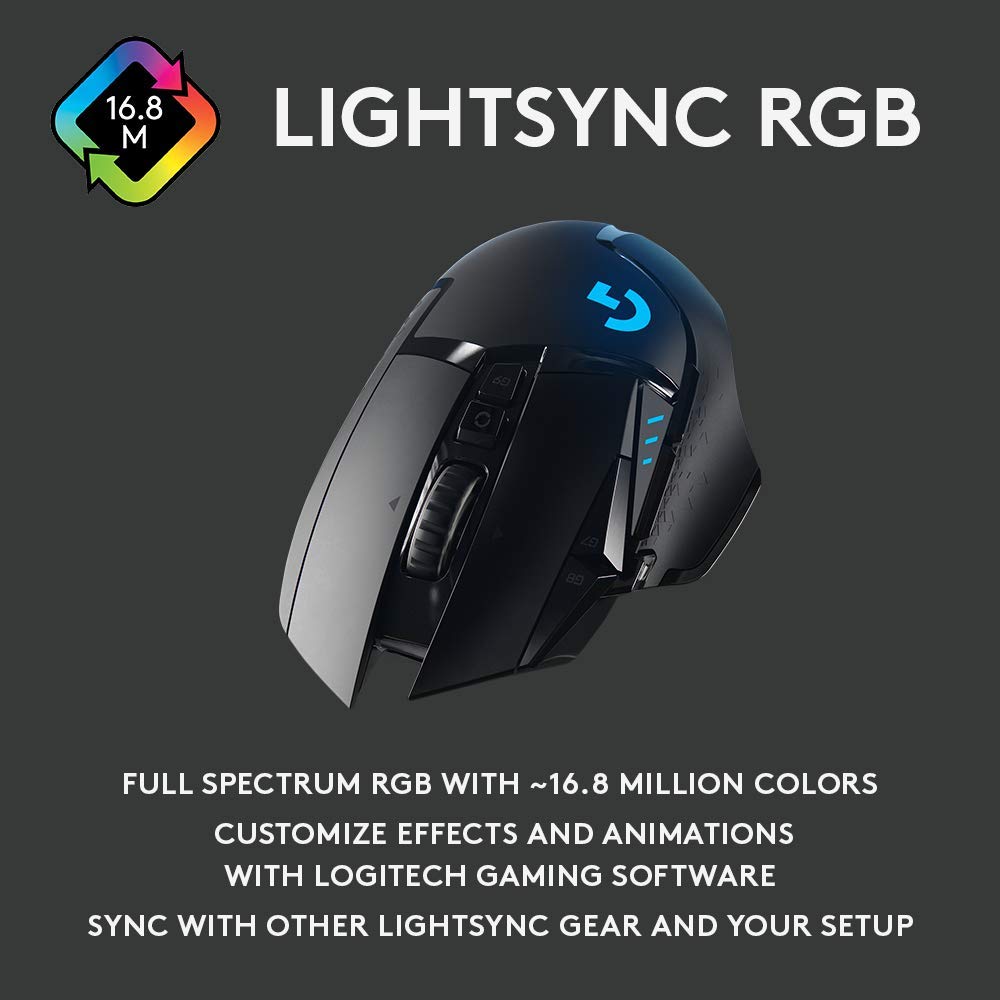 Logitech G502 Lightspeed Wireless Optical Gaming Mouse with RGB Lighting - Black