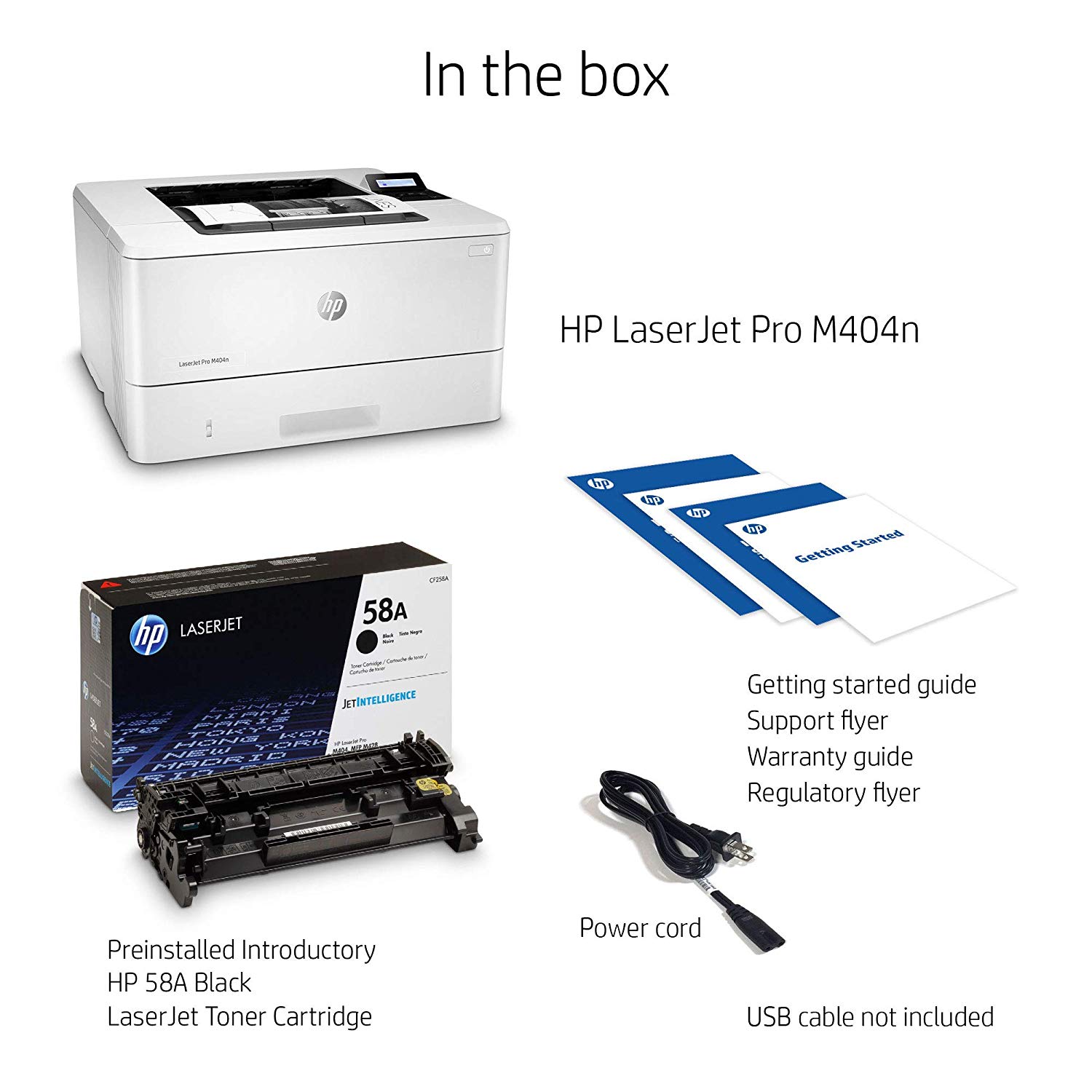 HP, Laser, Laser Printer, Printer, M404N, Black, White, Laserjet, 58A