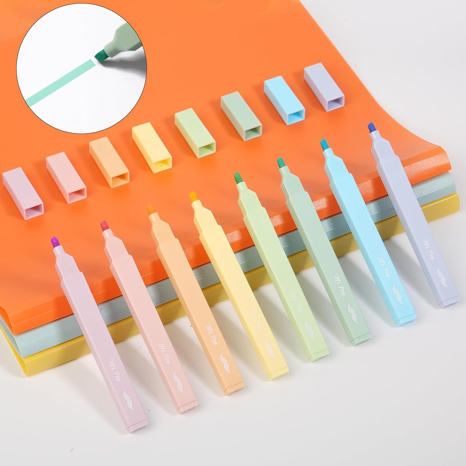 Mr. Pen- Aesthetic Highlighters, 8 pcs, Chisel Tip, Pastel Colors, Cute ...