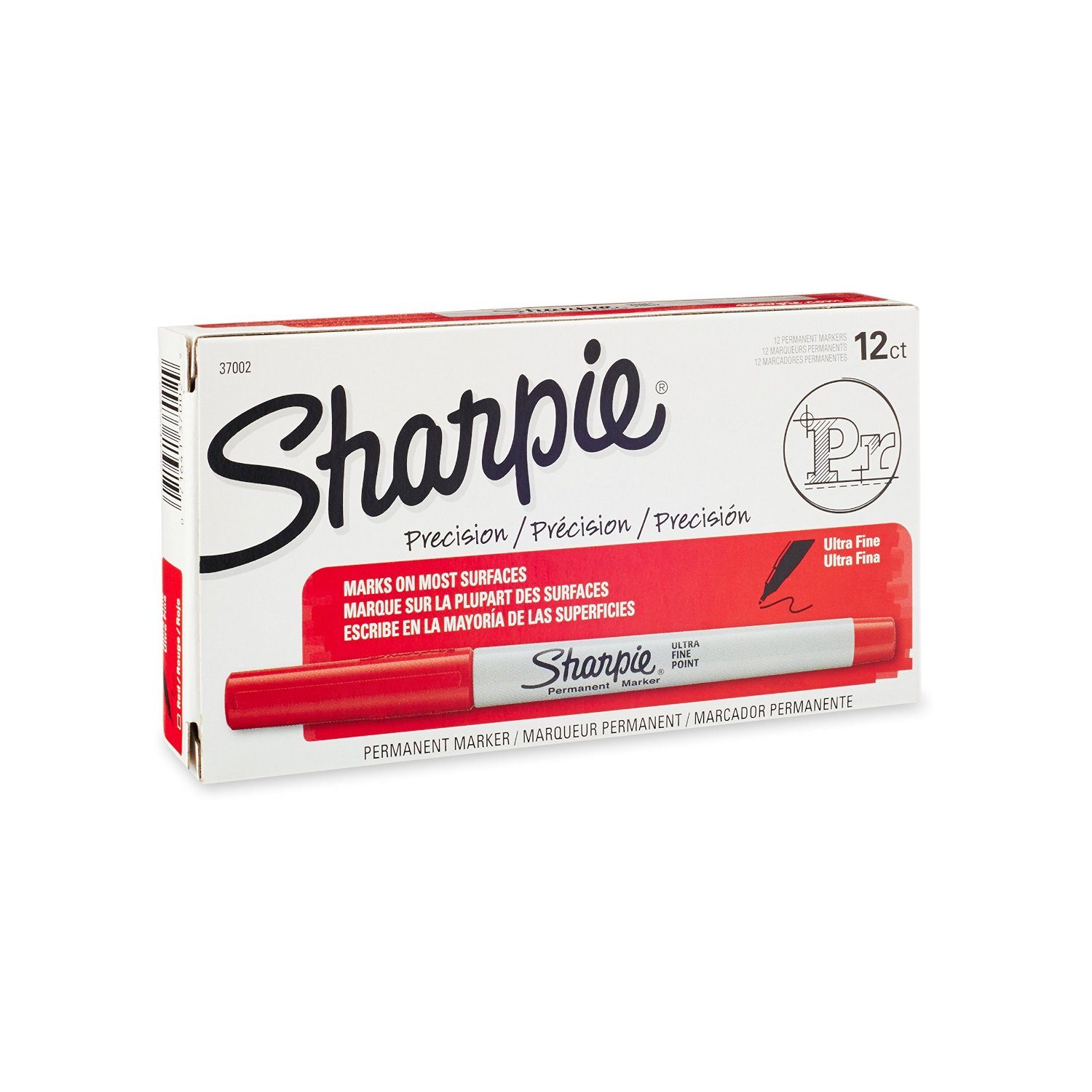 SHARPIE Permanent Markers, Chisel Tip, Red, 12 Count